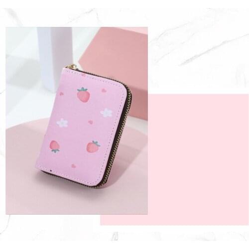 Ladies Card Case Coin Purse PU Leather Credit Card Bank Card Holder Card Case Zipper Card Cute Character Card Case Holiday Gift