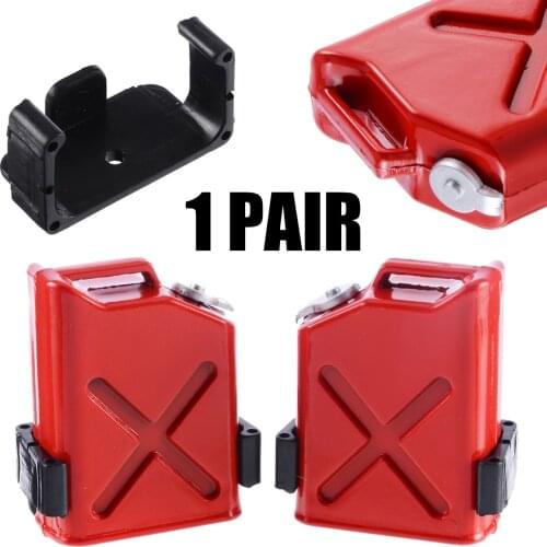 1 Pair Scale 1:10 RC Rock Crawler Truck Cars Accessory Red Gas Cans With Brackets Plastic DIY Decoration Simulation Fittings