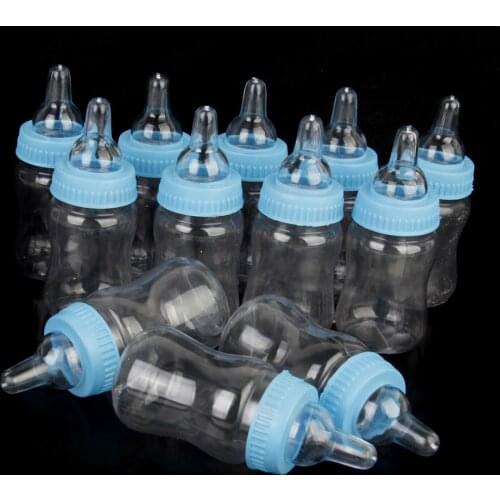 12pcs Baby Shower Party Candy Favours Bottles Baptism Christening Gift Blue
