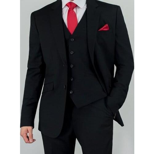 2021 Fashion Handsome High Quality Black Men Suits Slim Fit Groomsmen Tuxedo For Wedding Dinner Party Sets (Jacket+Vest+Pants)