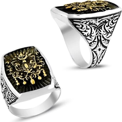 925 Silver Well Designed Ottoman Symbol Rings for Men