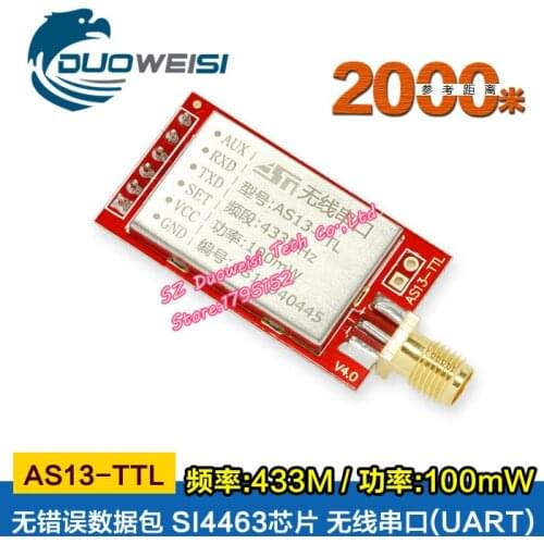 AS13-TTL Wireless serial module 433MHz Remote Wireless data transmission Transparently TTL to serial port Industrial transceive