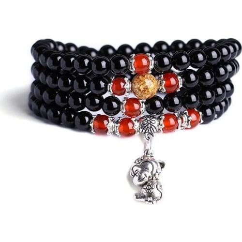 Car stalls beads obsidian bracelet hand string Buddha beads jewelry natural materials zodiac male and female birthday gifts