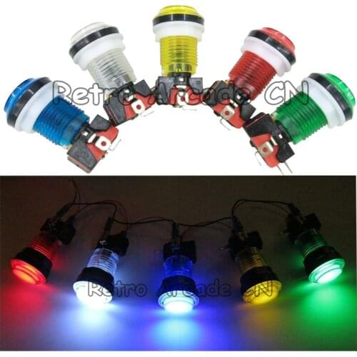 Free shipping 33mm Arcade Push Button Led Momentary illiminated Transparent Buttons with Micro Switch Cabinet Accessories