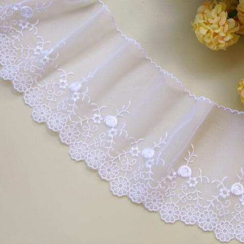 Free Shipping 5yard/lot Refinement Embroidery Lace Fabric Diy Hair Accessory Material Lace Trim12cm Wide RS744