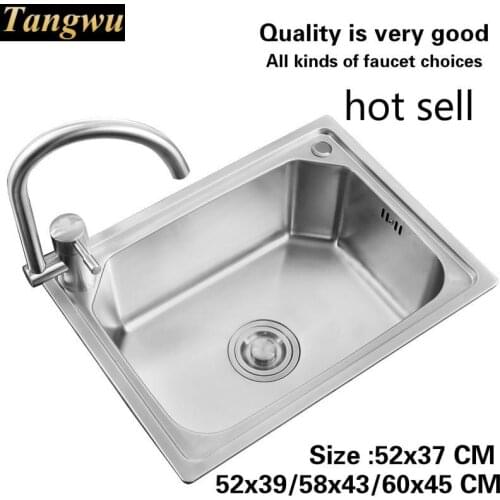 Free shipping Hot sell standard balcony kitchen single trough sink food grade 304 stainless steel 52x37/52x39/58x43/60x45 CM