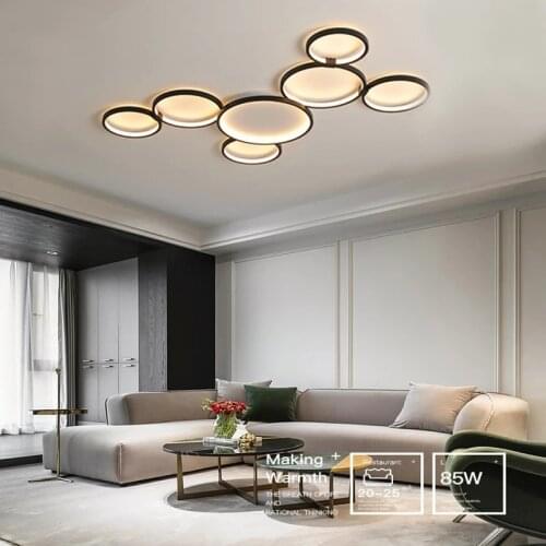 Black Modern LED Ceiling Lights for Bedroom living Room study kitchen office LED home RC Dimming Ceiling lamp Lighting fixtures
