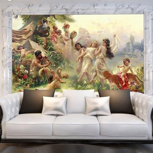 European character oil painting laughter wall custom mural ancient study living room bedroom TV background decorative painting