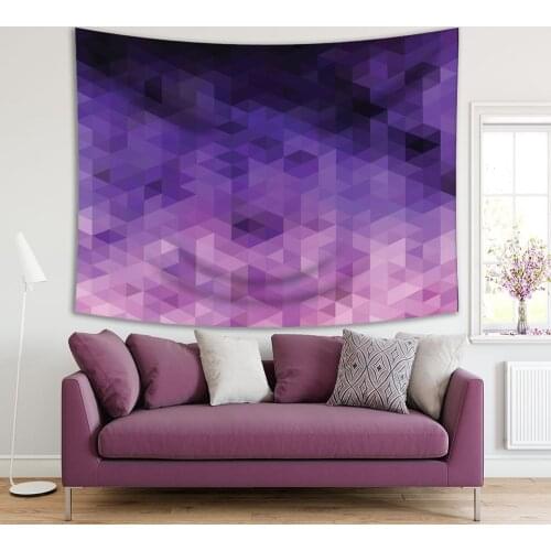 Tapestry Mosaic Style Geometric Pattern Modern Abstract Artwork Printed Black Purple Pink