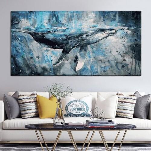 60x150cm DIY colorings pictures by numbers with colors blue whale impression picture drawing painting by numbers Home decor