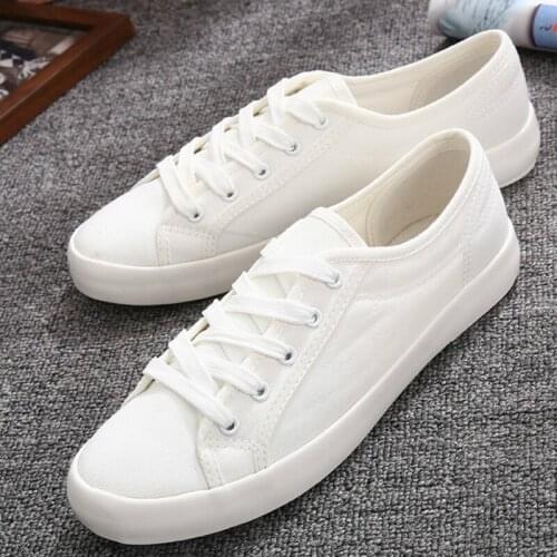 Classic White Sneakers Women Casual Canvas Shoes Female Summer Lace-Up Trainers Fashion Zapatillas Mujer Vulcanize Shoes D8-86