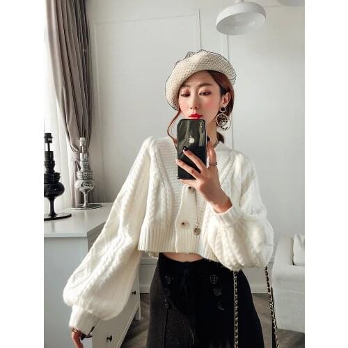 Lazy Hemp Knitted Cardigan Short Womens 2021 New Loose Spring And Autumn Top Simple Sweater