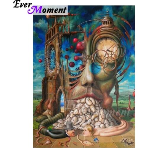 Ever Moment Diamond Painting Abstract Face Clocks Full Square Drill Picture Of Rhinestone Diamond Embroidery Decoration ASF1895