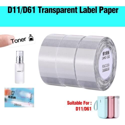 NiiMbot D11 Thermal Transparent Label Paper Waterproof Oil-proof Tearproof White Sticker Paper Use for Portable Thermal Printer