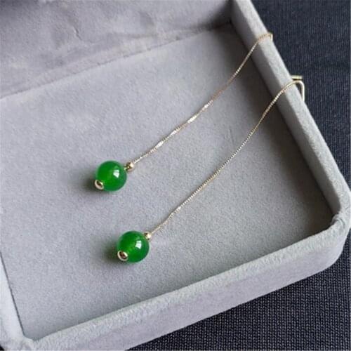 A pair Chrysoprase jade Gemstone DIY Earrings 18K Ear hook DIY jewelry Dangle Luxury Earlobe Popular women For Her simple