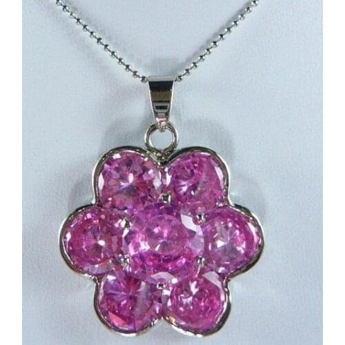 Adays noblest jewelry pink flowrer crystal pendant necklace