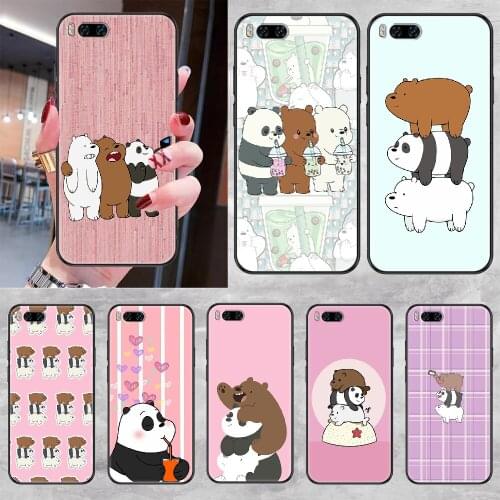 Cartoon Funny we 3 Bear Panda Phone case For Xiaomi Mi Max Note 3 A2 A3 8 9 9T 10 Lite Pro Ultra black pretty bumper luxury