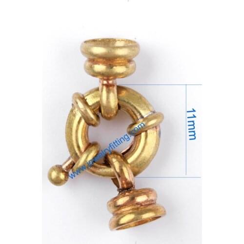 Connectors for bracelets copper Spring Ring Clasp with 2 end cap shipping free mang color can be plated 300pcs