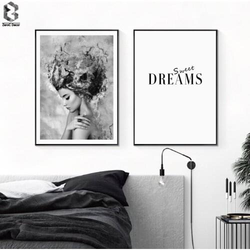 Modern Girl Canvas Art Posters and Prints Scandinavian Painting Wall Picture for Living Room Nordic Life Quotes Home Decoration