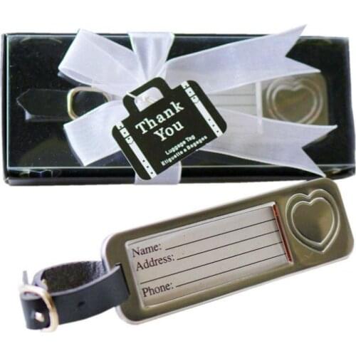 Wedding favors Silver Heart luggage tag wedding gifts in black gift box 100pcs travel luggage tag SN138