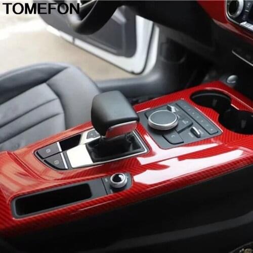 TOMEFON For Audi A5 2017 2018 LHD Car Center Console Gear Shift Panel Sticker Cover Trim Interior Accessories ABS Carbon Fiber