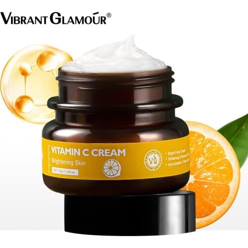 VIBRANT GLAMOUR Vitamin C Moisture Cream VC Whitening Brightening Anti Wrinkle Anti Aging Repair Fade Freckles Face Cream 50g