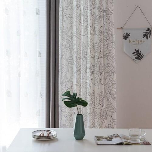 Nordic modern minimalist style garden Japanese style geometric cotton linen blackout curtain custom