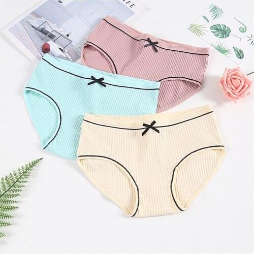 Spring new womens briefs Cotton character cute girls underwear woman mid-rise comfortable letter print sports woman panties