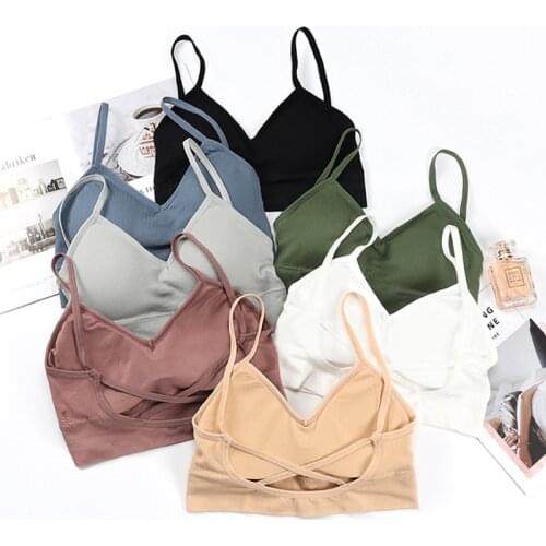 Yoga Tops Fitness Women Girls Sport Bra Cotton Cross Back Without Underwire Female Underwear Fashion Breathable Running Vest H25