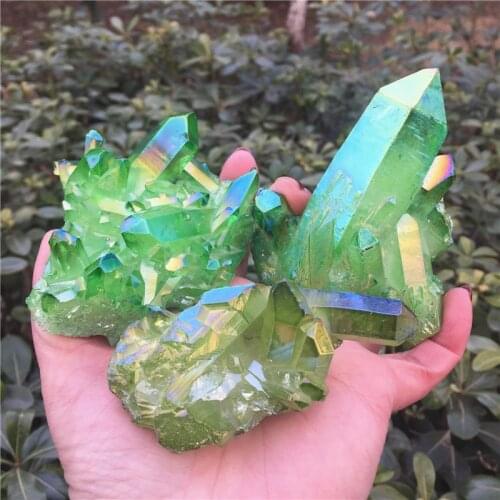 1PC Aura Crystal Cluster Angel Aura Titanium Quartz Crystal Stunning Rainbow Specimen Minerals Reiki Healing Chakra
