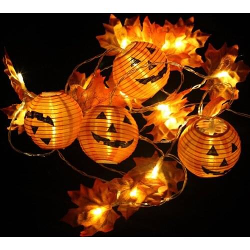 10/20 LED Pumpkin Maple Leaf String Lights Halloween 3D Pumpkin Garland Lights for Halloween Thanksgiving Fall Decoration Light