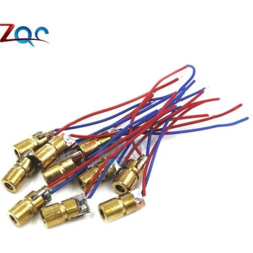 10pcs NEW 3V 650nm 5mW Adjustable Laser Dot Diode Module Red Copper Head laser pointer Hot sale