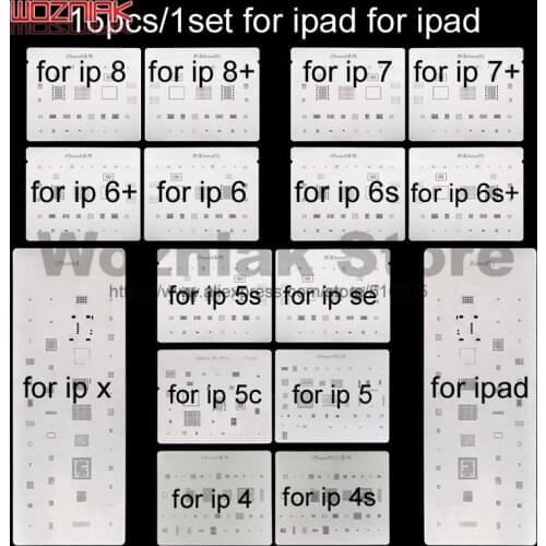 16pcs/lot IC Chip BGA Reballing Stencil Kits Set Solder template for iphone X 8 7 6s 6 plus SE 5S 5C 5 4S 4 iPad high quality