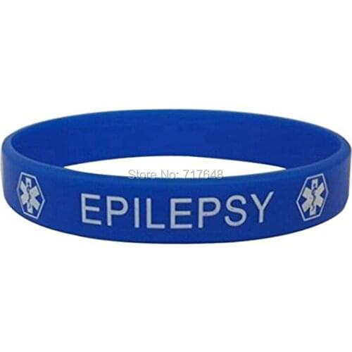 200pcs medical alert epilepsy blue wristband silicone bracelets free shipping by FEDEX