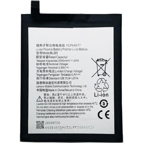 2019 Original BL265 for Lenovo XT1662 Battery For MOTO M XT1662 XT1663 battery 3000mAh Batterie