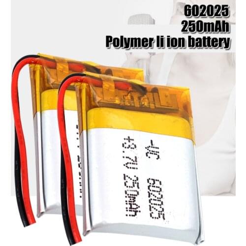 3.7V Lipo cells 602025 250mah Lithium Polymer Rechargeable Battery For MP3 MP4 MP5 GPS bluetooth headset DVD LED Lamp Toys
