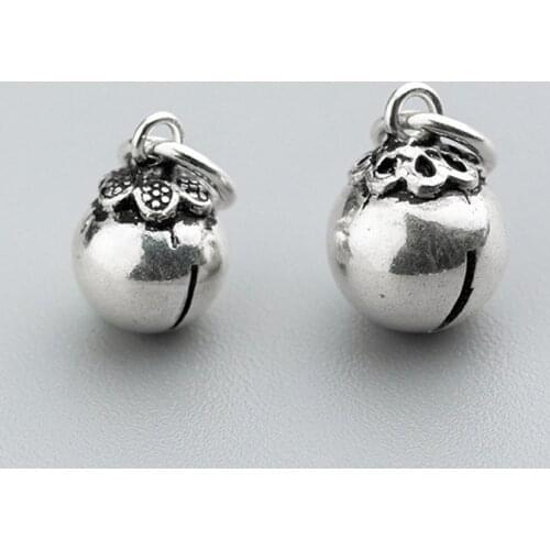 925 Sterling Silver Vintage Ringing Cap Bell Charms 6mm 8mm Handcraft Bracelets Drop Pendants DIY Fine Jewelry Making Fittings