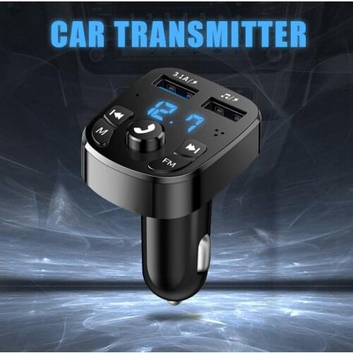 Car Bluetooth-compatible 5.0 FM Transmitter Car Kit MP3 Modulator Player Wireless Handsfree Audio Receiver Dual USB Fast Charger