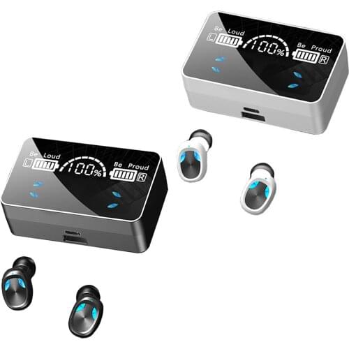 Wireless Bluetooth Earphones LED Display Noise Canceling Headphones for Game Work Unisex