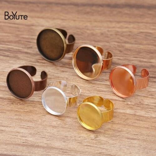 BoYuTe (40 Pieces/Lot) Fit 16-18-20MM Cabochon Stone Adjustable Ring Base Blank Tray Ring Settings Diy Ring Accessories