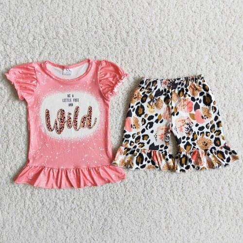 New Rts No Moq New Design Baby Kids Boutique Wholesale Summer Pink Wild Girls Suit Fashion Hot Sale Clothing Lovely Good Quality