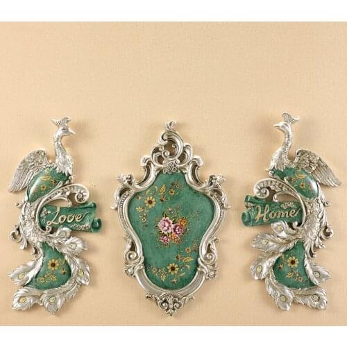 European Retro Resin Peacock Wall Hanging Decoration Crafts Livingroom Dining Room Porch TV Background Wall Mural Ornaments Art