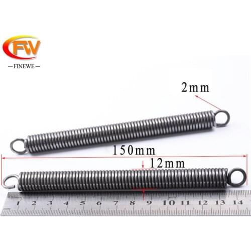 FINEWE 2pcs /lot 2.0mm wire diameter 12mm outside diameter heavy duty tension extension spring wholesale custom