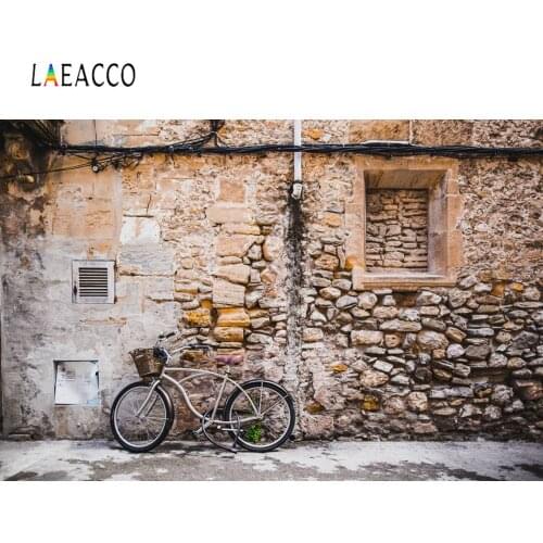 Laeacco Old Rural Village Stone House Bicycle Alley Scenic Photographic Backgrounds Photography Backdrops Photocall Photo Studio