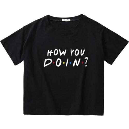 Funny Letter Printing Women Summer Tees Breathable Cotton High Quality Tops Girl O-Neck T-Shirt Kids Short Sleeve Clothing