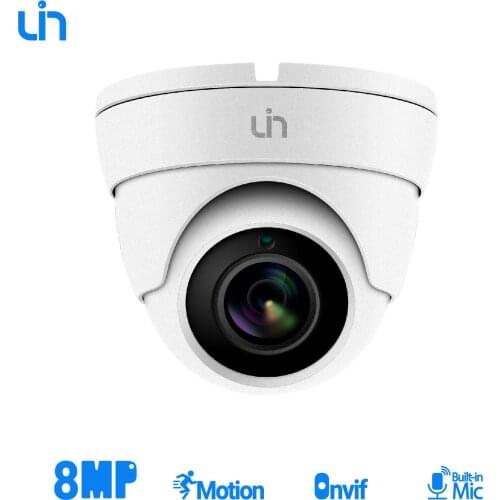 UIN 8MP POE IP Camera Outdoor/Indoor Dome Security Video Surveillance Audio Built-in Mic IR 25m HK Compatible 2.8mm Fixed Lens