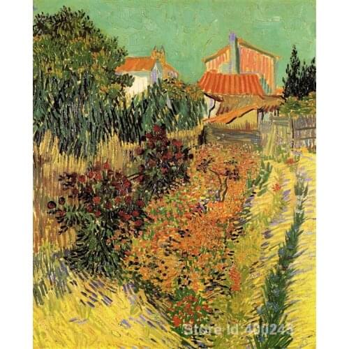 Modern art oil paintings Garden Behind a House Vincent Van Gogh Reproduction canvas Hand painted High quality