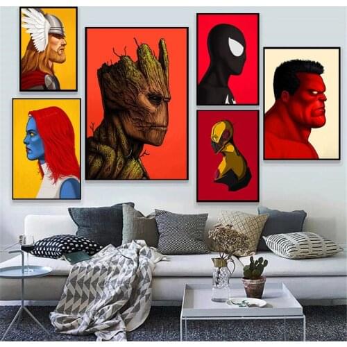 Canvas Painting Marvel Movie Spider-Man Guardians of The Galaxy Cartoon Art Poster Print Modern Wall Picture for Home Decoration
