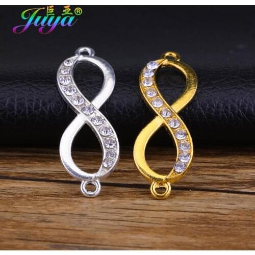Juya 10 Pieces Gold Rhinestons Infinity Charm Connectors Accessories For Handmade Fashion Jewelry Making Supplies