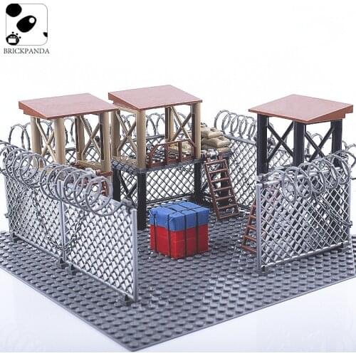 Military Sentry Airdrop Parts Barbed Wire Walking Deads Cell Building Blocks DIY Accessory Iron Chain Bricks Creator Toy for Kid